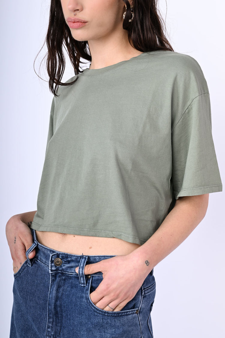 T-shirt crop in cotone