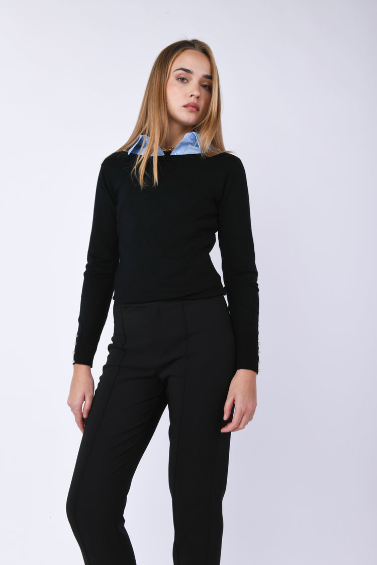 Pull con perline ai polsini