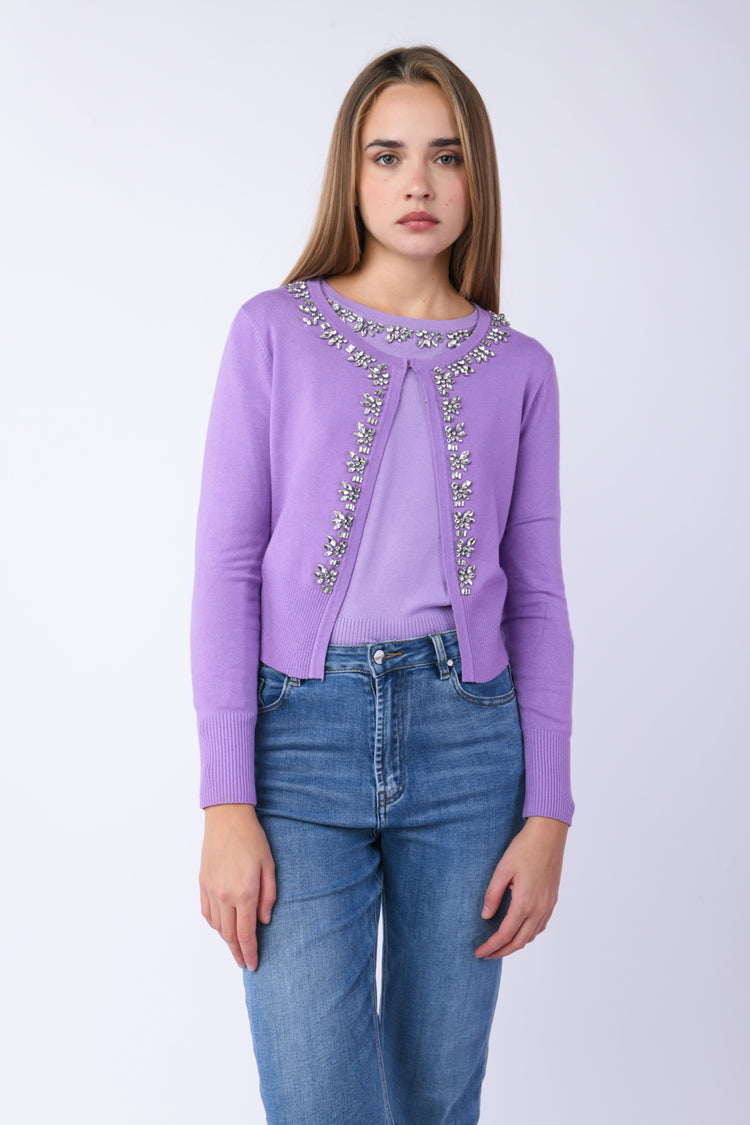 Cardigan con cristalli decorativi