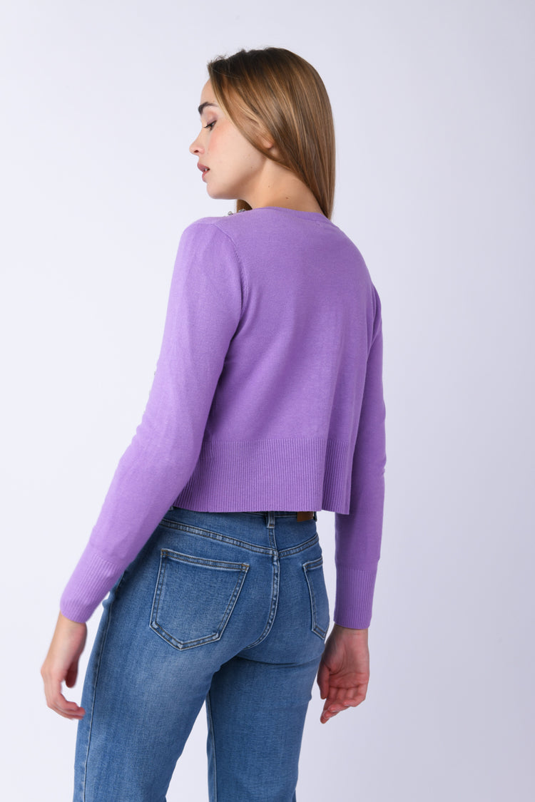 Cardigan con cristalli decorativi