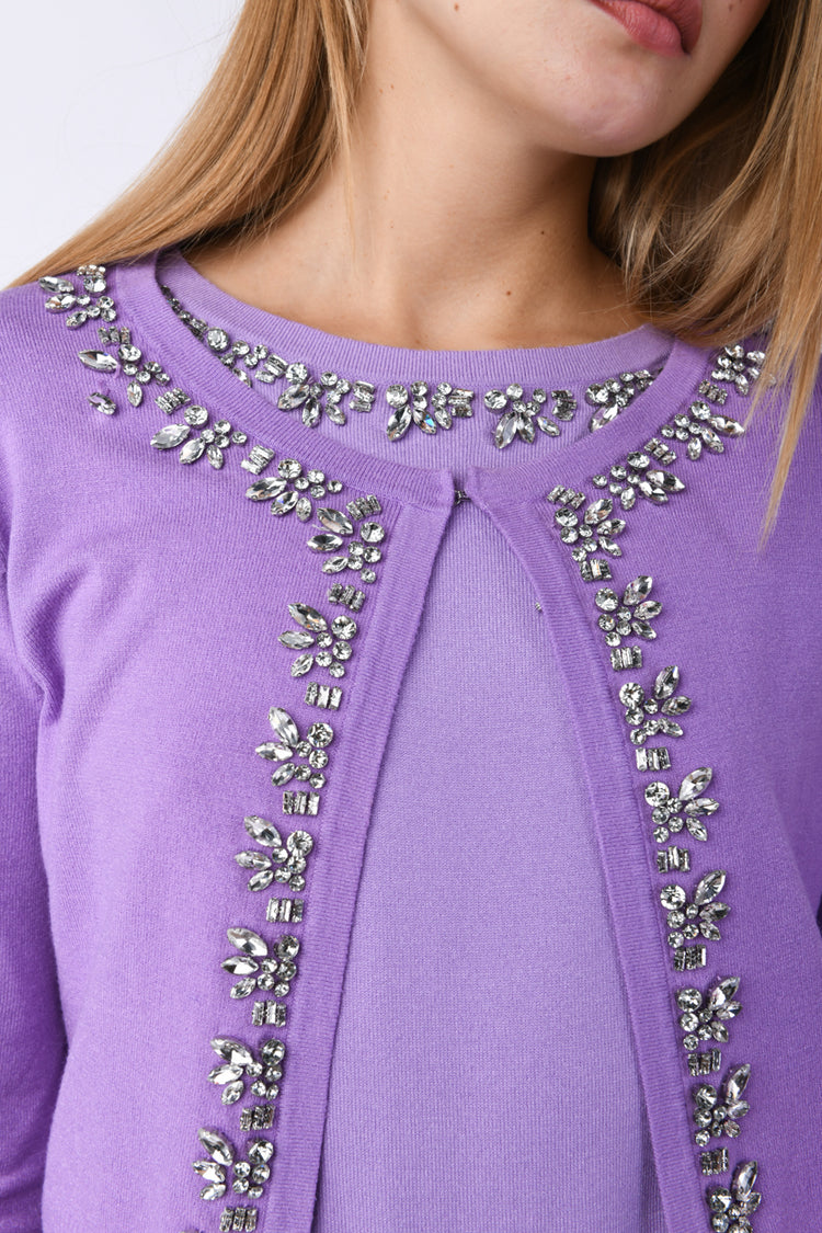 Cardigan con cristalli decorativi