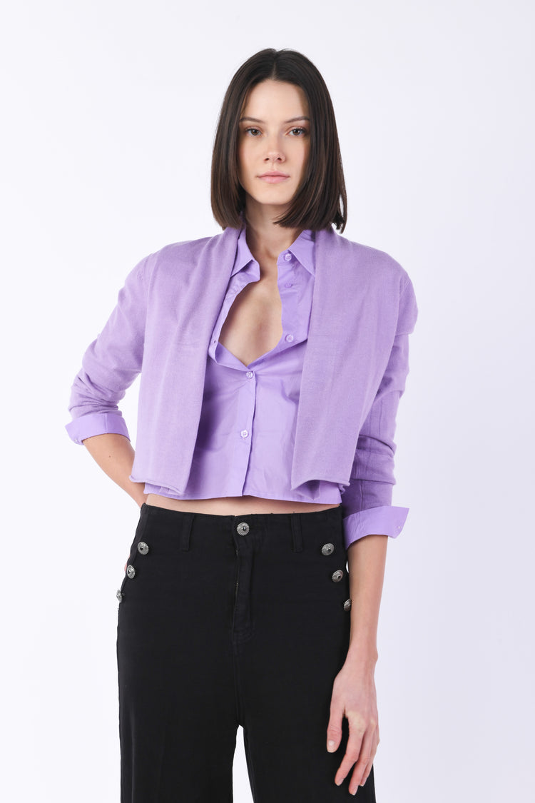 Cardigan crop misto viscosa