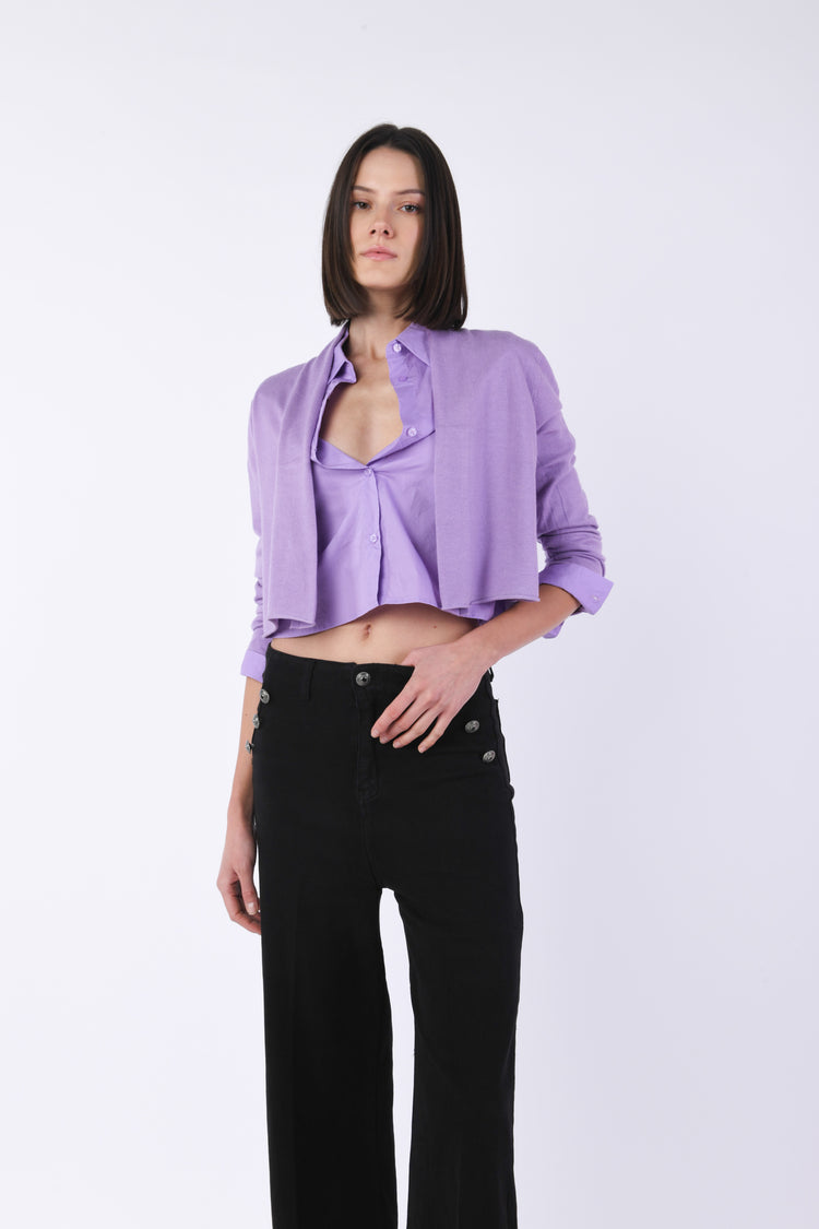Cardigan crop misto viscosa