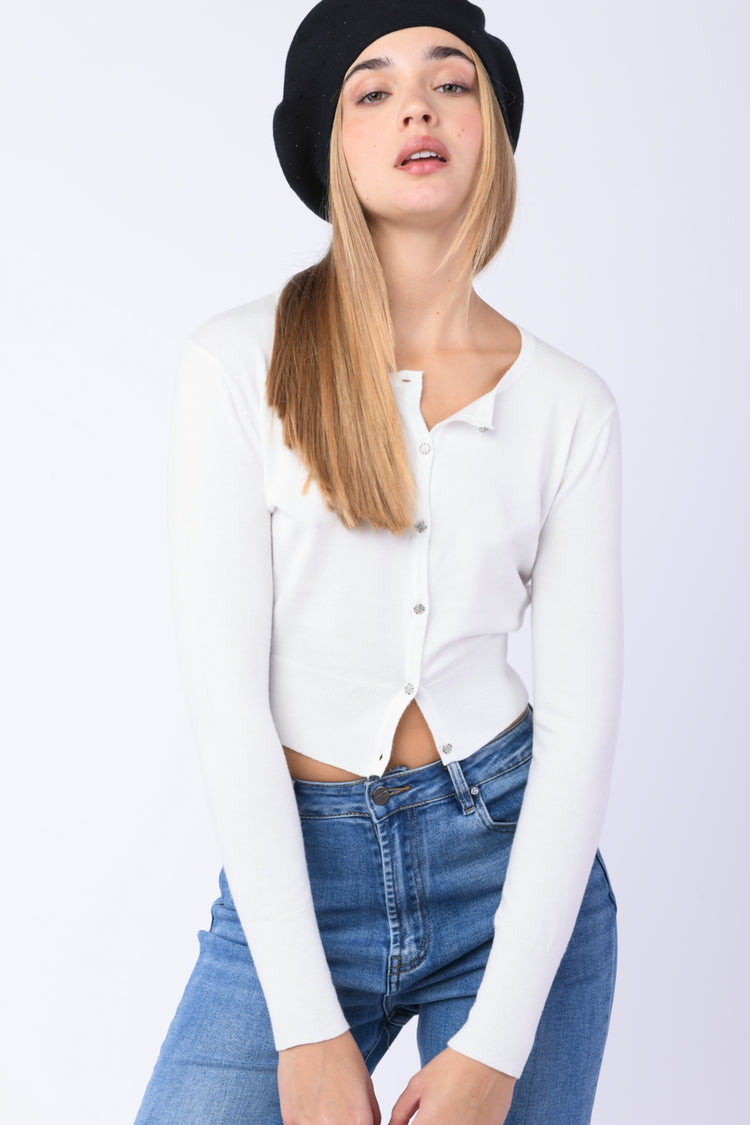 Cardigan con bottoni gioiello