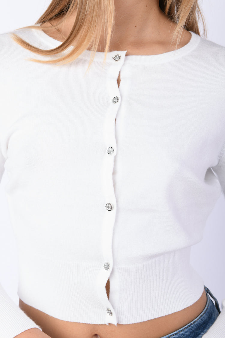 Cardigan con bottoni gioiello