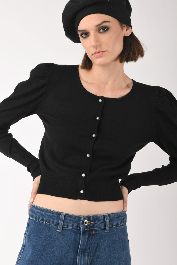 Cardigan con maniche a sbuffo