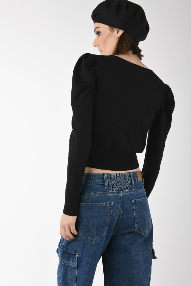 Cardigan con maniche a sbuffo