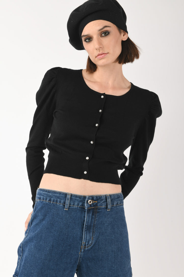 Cardigan con maniche a sbuffo