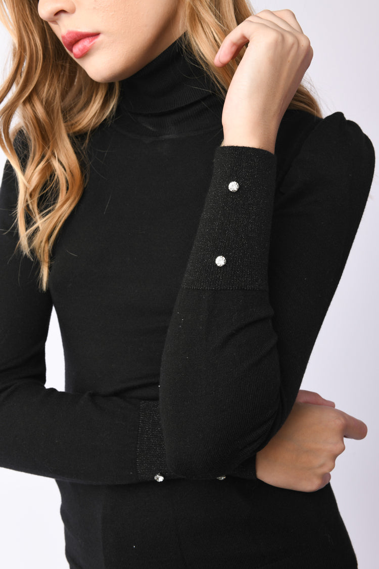 Dolcevita con polsini in lurex