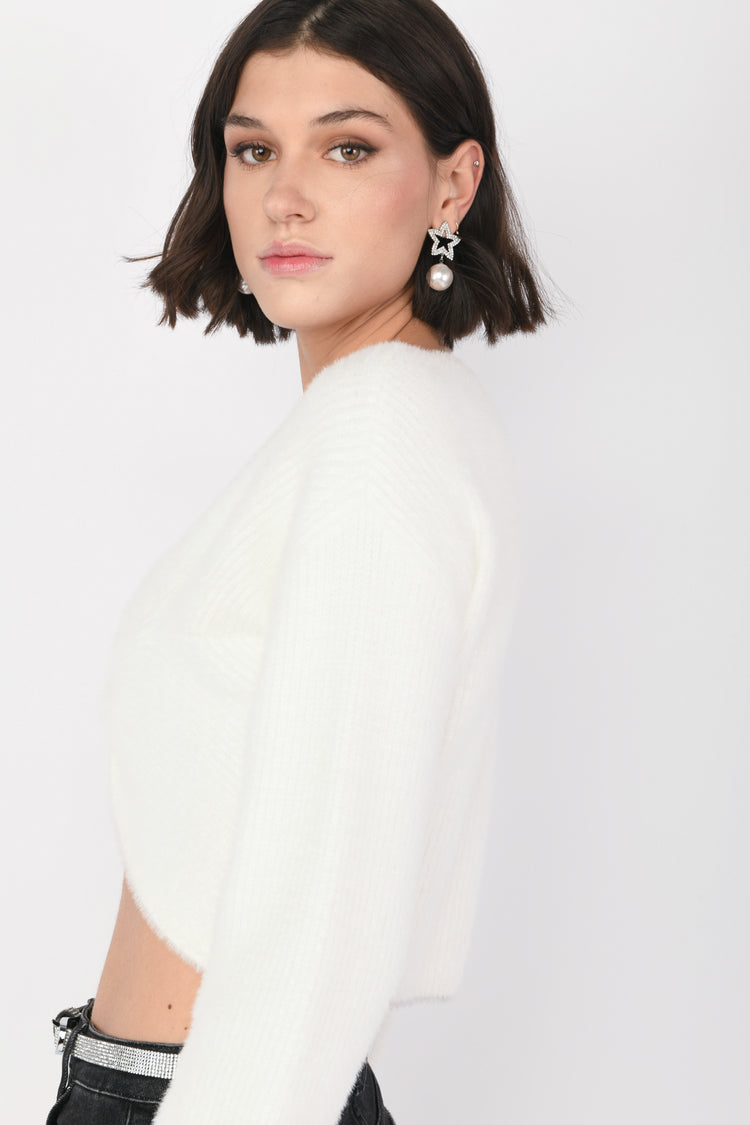 Top crop in maglia con nodo