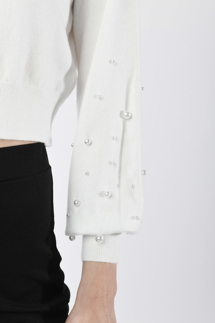 Cardigan crop con perline