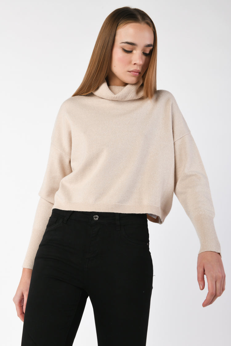 Dolcevita crop in maglia lurex