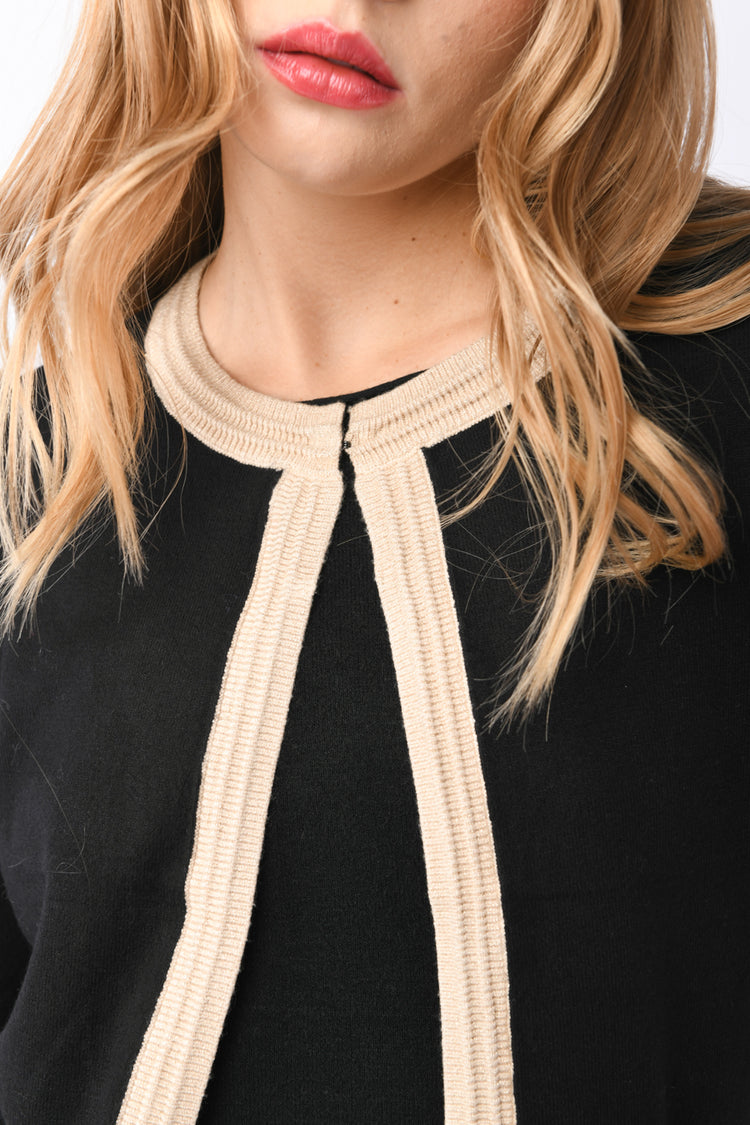 Cardigan con profili in maglia lurex