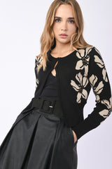 Cardigan in jacquard floreale