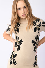 Mini abito in maglia jacquard floreale