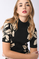 Mini abito in maglia jacquard floreale
