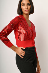 Cardigan crop con paillettes