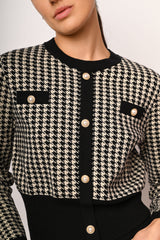 Cardigan in maglia pied-de-poule