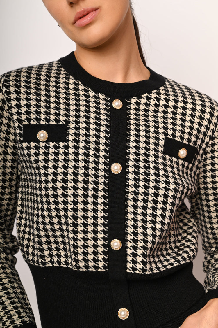 Cardigan in maglia pied-de-poule