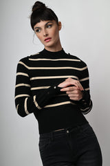 Lupetto in maglia lurex a righe