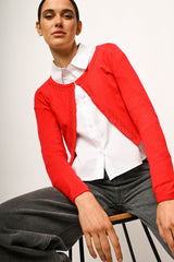 Cardigan crop con profili strass