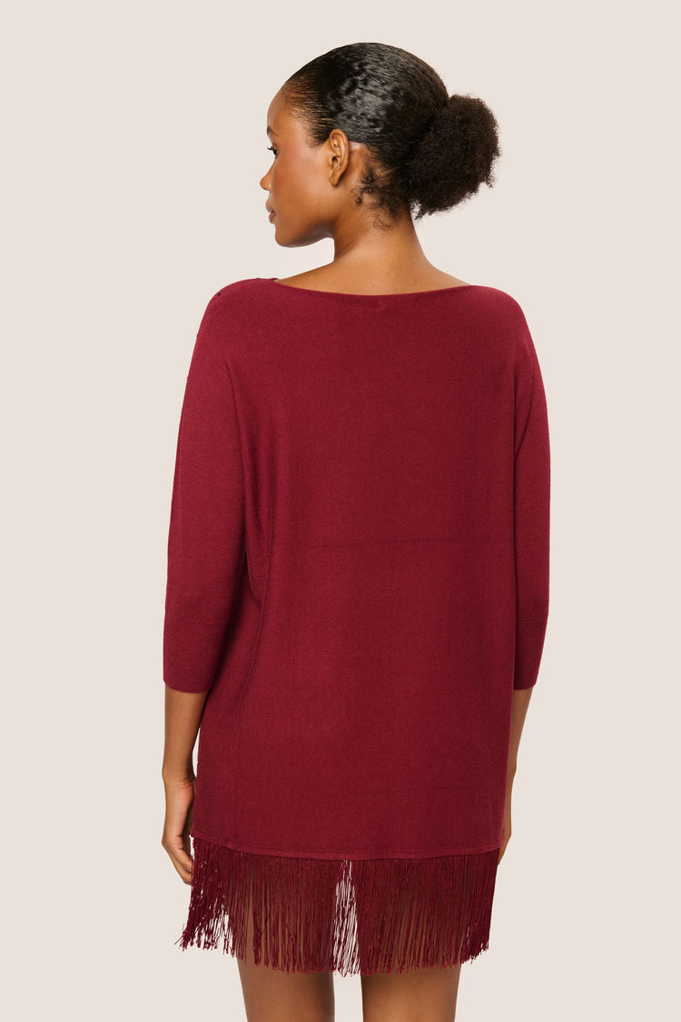 Maxi pull con strass e frange