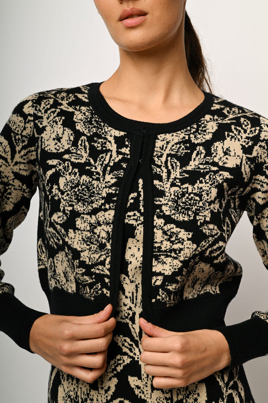 Cardigan crop in jacquard floreale