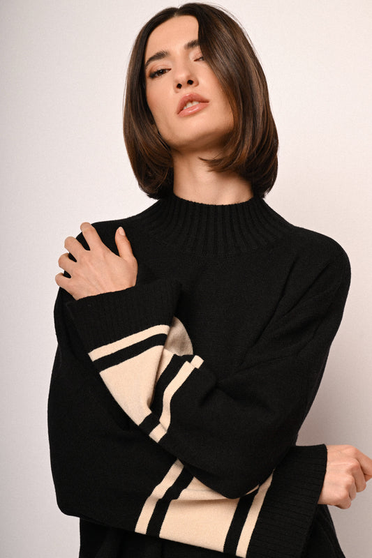 Lupetto oversize con bande a contrasto