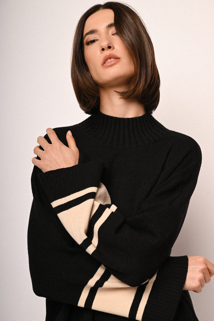 Lupetto oversize con bande a contrasto