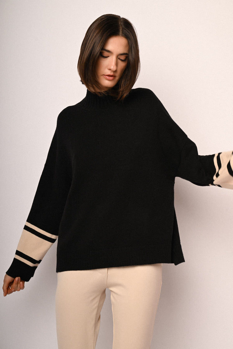 Lupetto oversize con bande a contrasto