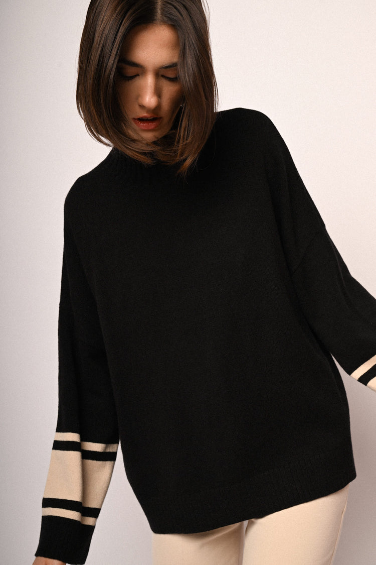 Lupetto oversize con bande a contrasto