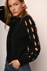 Cardigan con cut-outs e strass