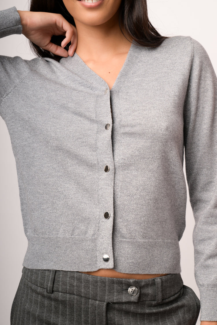 Cardigan con bottoni lurex