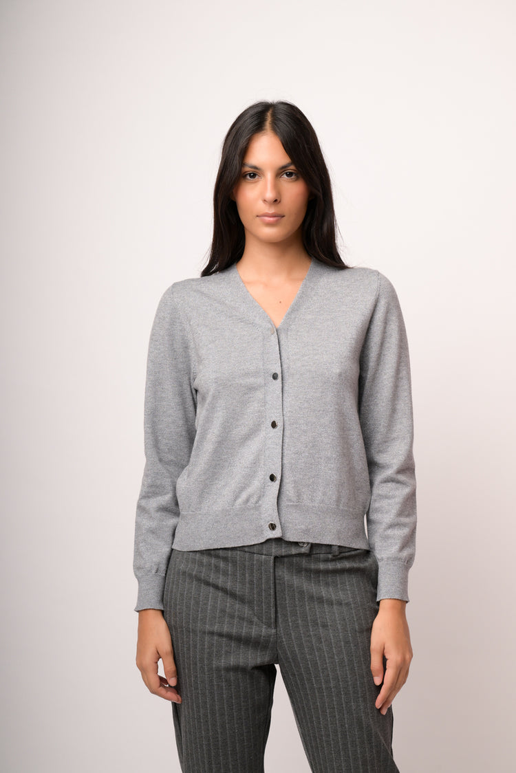 Cardigan con bottoni lurex