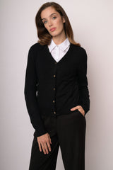 Cardigan nero con bottoni dorati