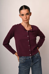 Cardigan con bottoni strass