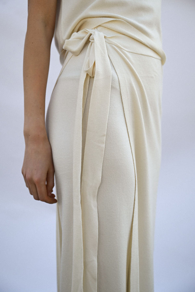 Skort midi in maglia con nodo