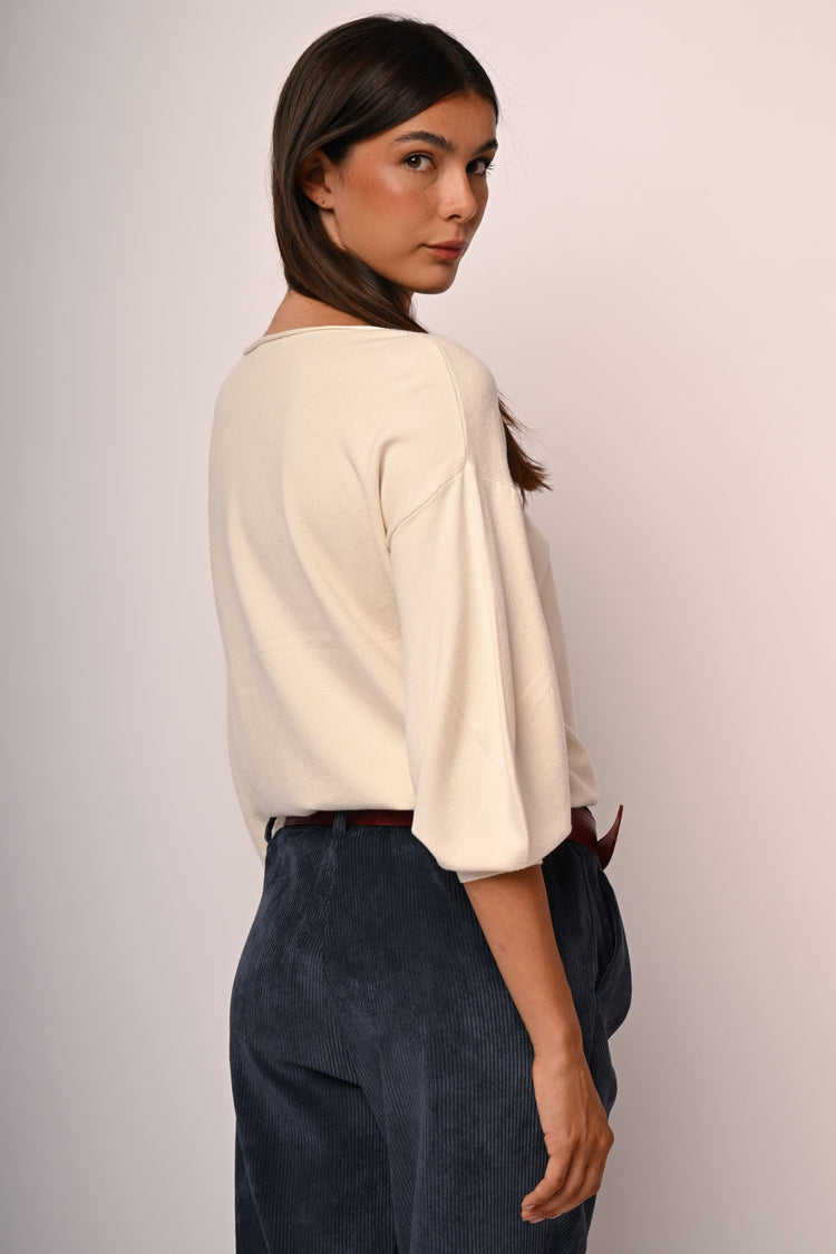 Pull con maniche crop a sbuffo