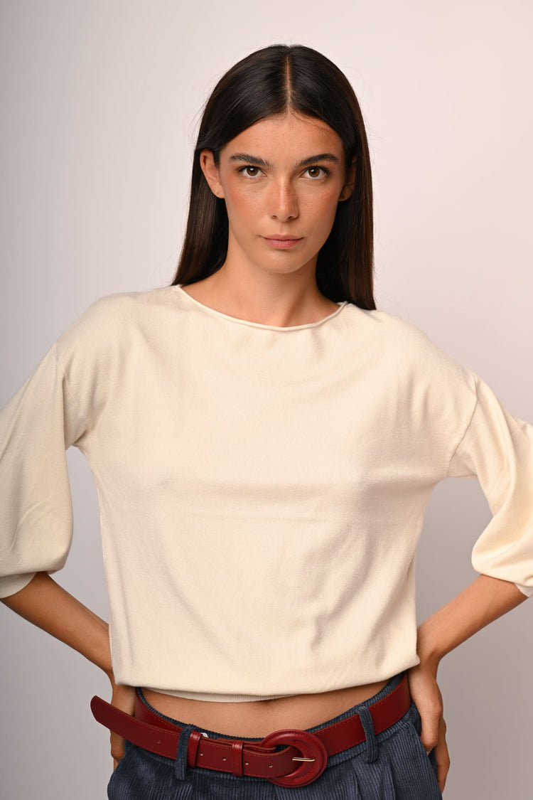 Pull con maniche crop a sbuffo