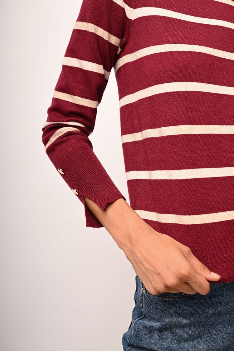 Pull in maglia a righe lurex