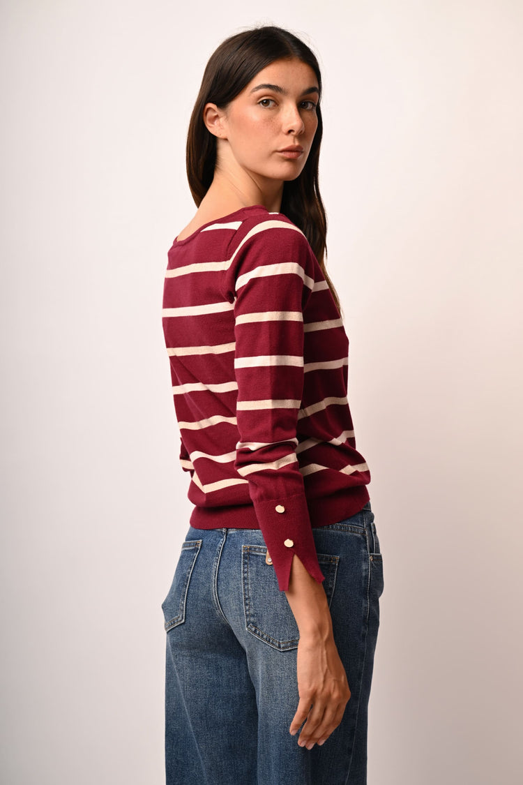 Pull in maglia a righe lurex