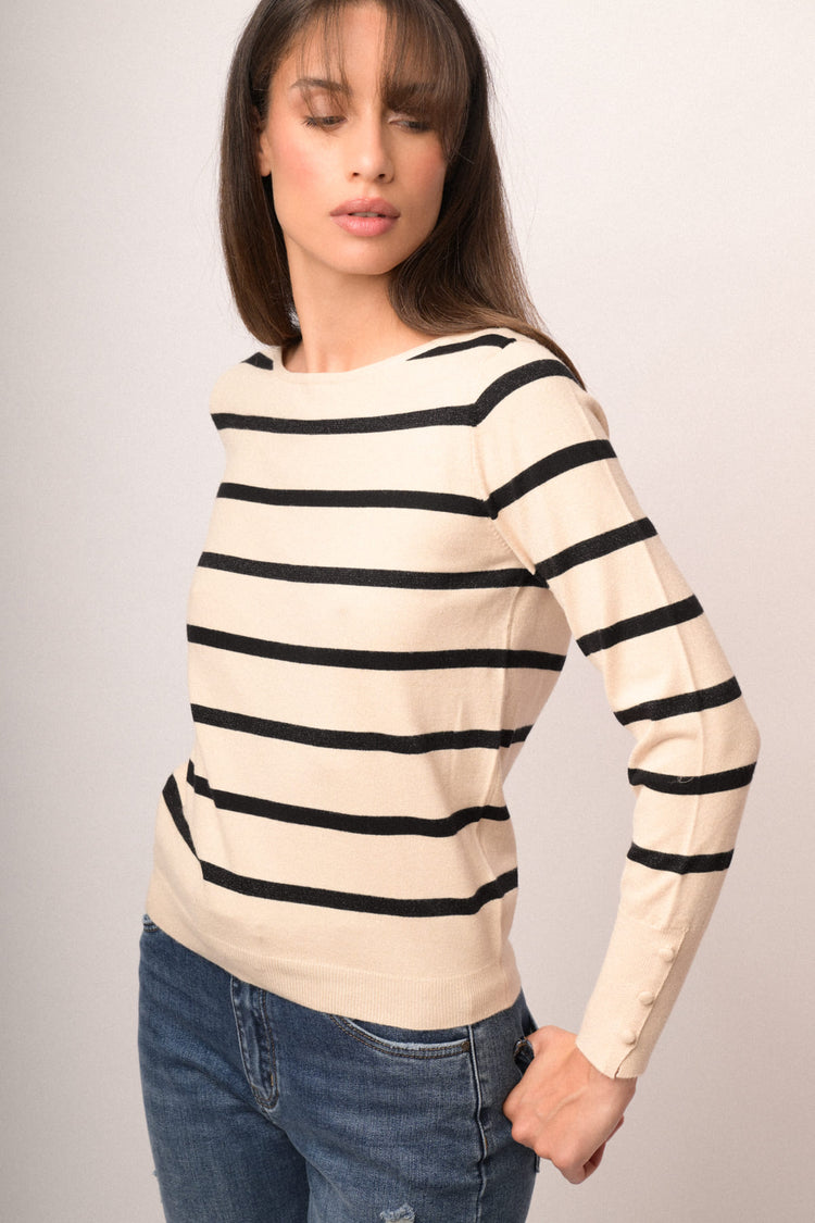 Maglia girocollo righe e lurex