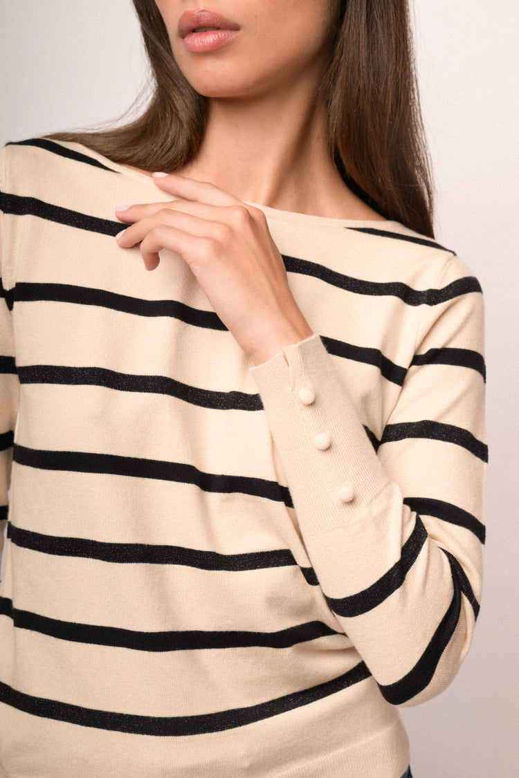 Maglia girocollo righe e lurex