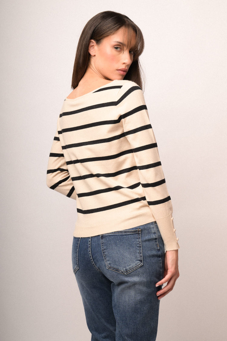 Maglia girocollo righe e lurex