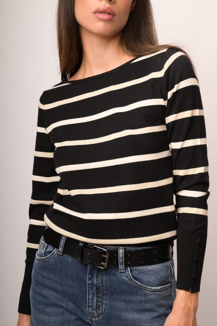 Maglia girocollo righe e lurex