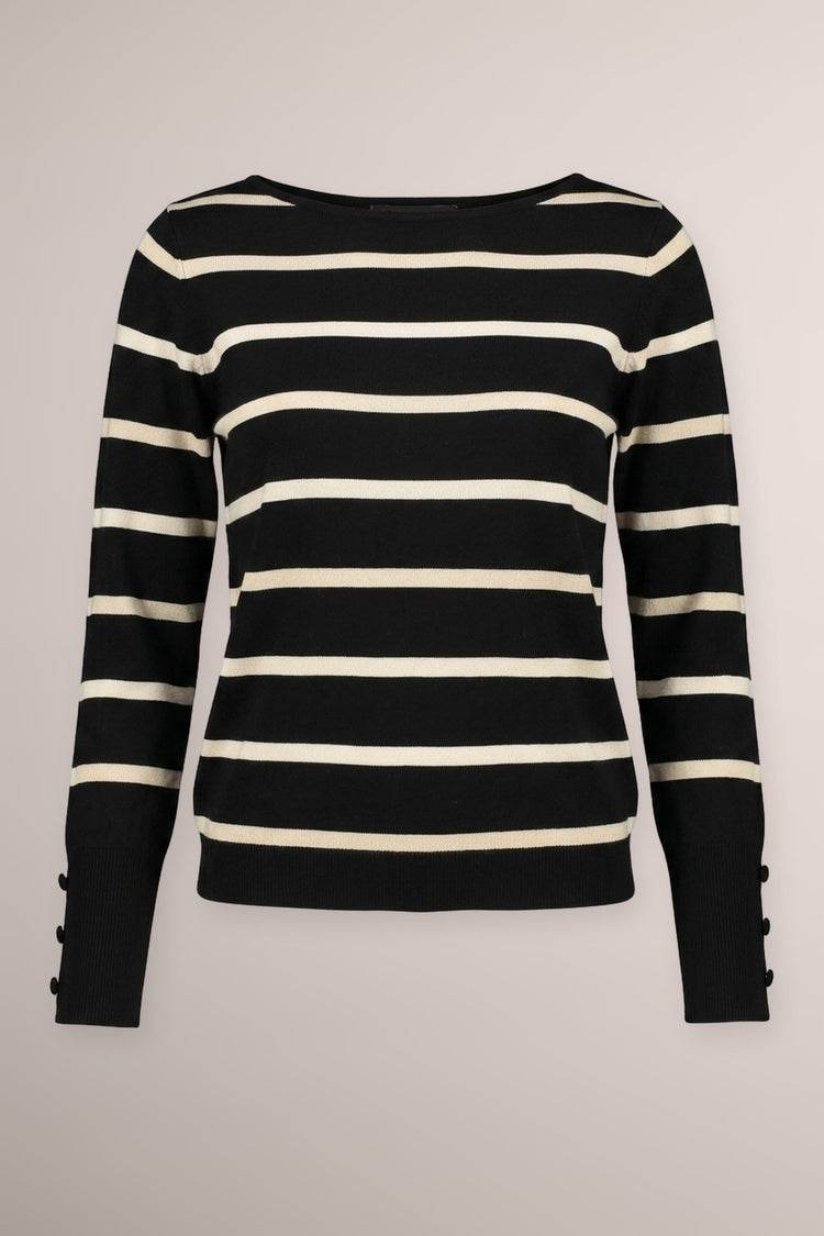 Pull in maglia lurex a righe nero/avorio
