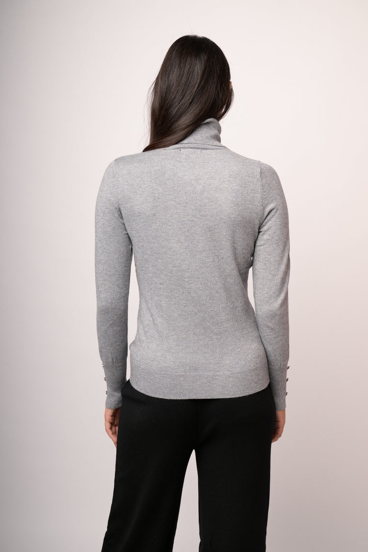 Maglia dolcevita con bottoni lurex