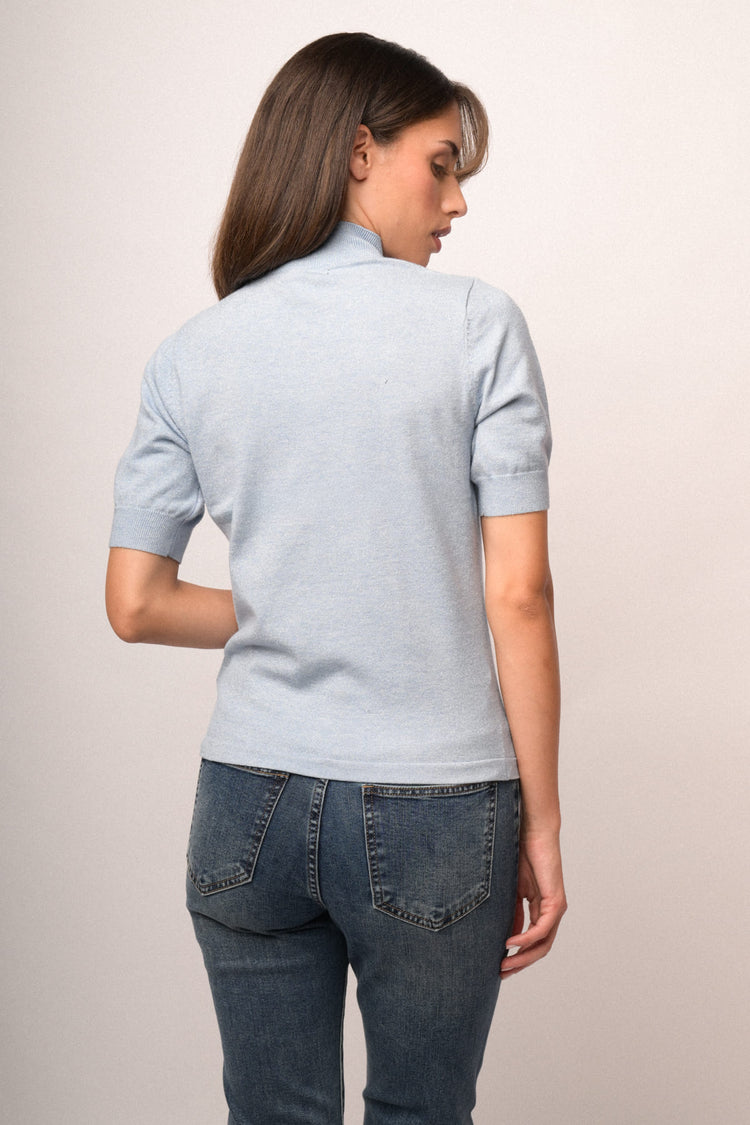 Maglia dolcevita lurex manica corta