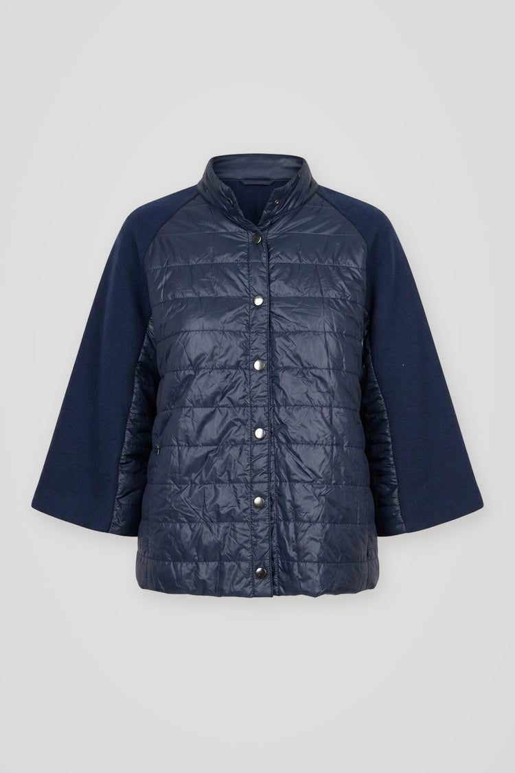 Giacca bimateriale in nylon e maglia blu navy