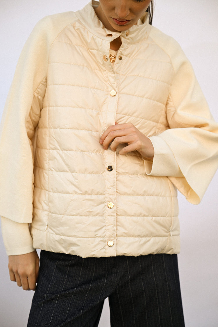 Giacca bi-materiale trapuntata